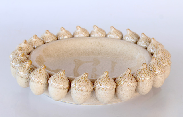 Ceramic Acorn Flat Bowl